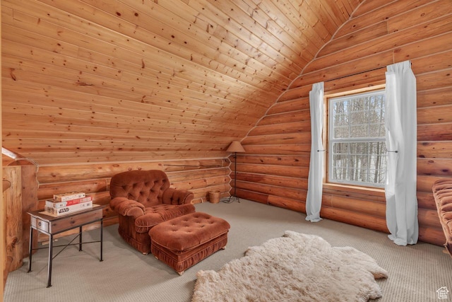 4125 S Buck Way Unit 1958, Heber City, UT 84032 - living area featuring log walls, lofted ceiling, and wood ceiling
