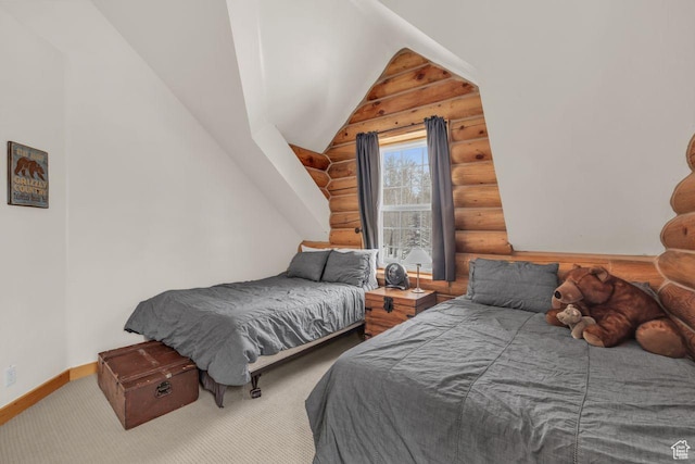 4125 S Buck Way Unit 1958, Heber City, UT 84032 - carpeted bedroom with log walls and vaulted ceiling