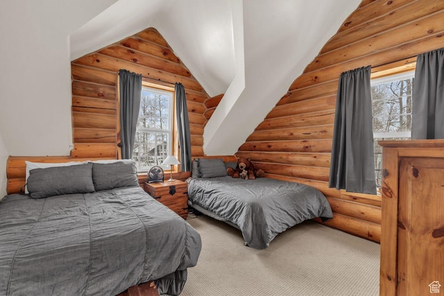 4125 S Buck Way Unit 1958, Heber City, UT 84032 - bedroom featuring log walls and vaulted ceiling