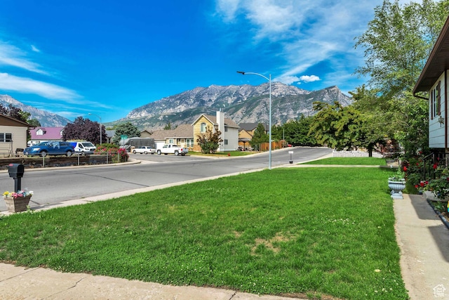 exterior space featuring a mountain view