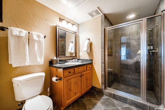2653 Canyon Resort Dr Unit 227, Park City, UT 84098 - bathroom with tile patterned flooring, vanity, toilet, and a shower with door