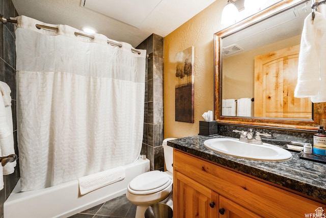 2653 Canyon Resort Dr Unit 227, Park City, UT 84098 - full bathroom with tile patterned floors, vanity, shower / bathtub combination with curtain, and toilet