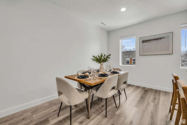 233 E Burch Creek Pl S, Ogden, UT 84405 - dining area featuring visible vents, recessed lighting, baseboards, and light wood-type flooring