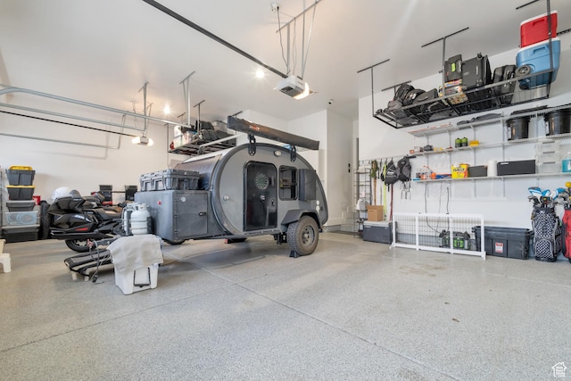 garage with a garage door opener