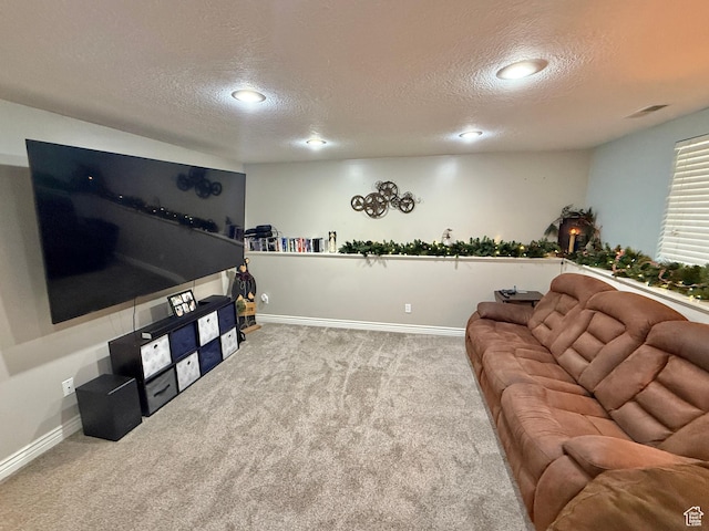 952 W 675 N, Tremonton, UT 84337 - carpeted living room featuring a textured ceiling