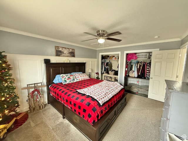 952 W 675 N, Tremonton, UT 84337 - carpeted bedroom with ceiling fan, ornamental molding, and two closets
