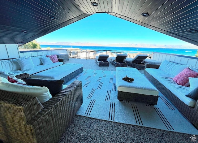 585 N Amber Ln, Garden City, UT 84028 - view of patio with a water view and an outdoor hangout area