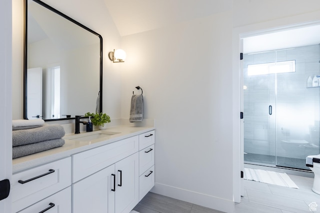 3305 W 2610 S, Hurricane, UT 84737 - bathroom with a stall shower, baseboards, and vanity
