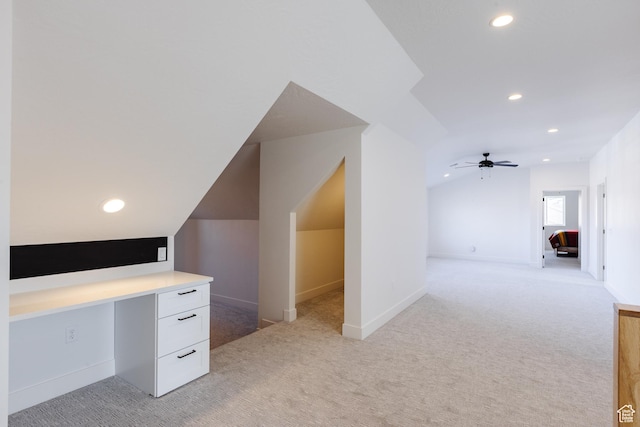3305 W 2610 S, Hurricane, UT 84737 - unfurnished office featuring lofted ceiling, light carpet, a ceiling fan, and recessed lighting