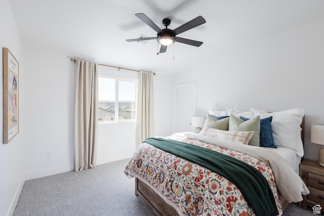 3305 W 2610 S, Hurricane, UT 84737 - bedroom with baseboards, lofted ceiling, a ceiling fan, and carpet