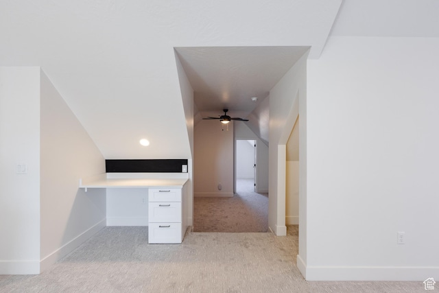 3305 W 2610 S, Hurricane, UT 84737 - unfurnished office featuring light carpet, baseboards, lofted ceiling, and ceiling fan