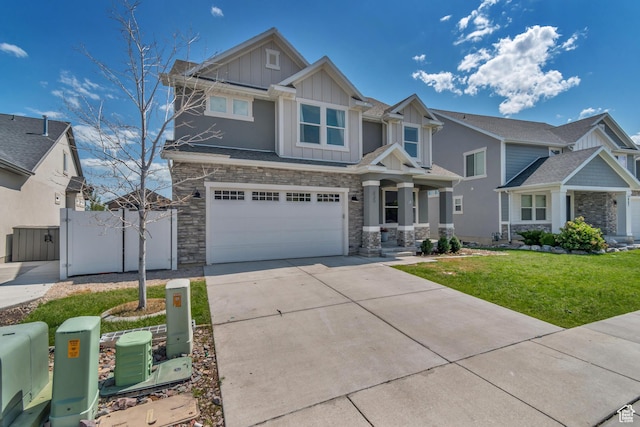 835 W Spring Dew Ln, Lehi, UT 84043 - craftsman house featuring board and batten siding, stone siding, concrete driveway, and a garage