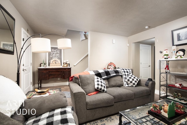living room with hardwood / wood-style flooring
