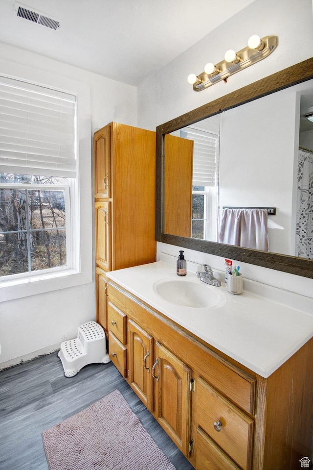 60 S 100 W, Monroe, UT 84754 - bathroom featuring hardwood / wood-style flooring, vanity, and a healthy amount of sunlight