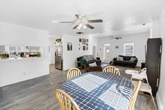 60 S 100 W, Monroe, UT 84754 - dining room with wood-type flooring, a textured ceiling, and ceiling fan