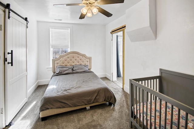 60 S 100 W, Monroe, UT 84754 - bedroom with carpet flooring, ceiling fan, and a barn door