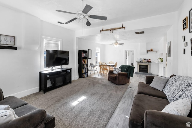 60 S 100 W, Monroe, UT 84754 - living room featuring ceiling fan and light hardwood / wood-style flooring