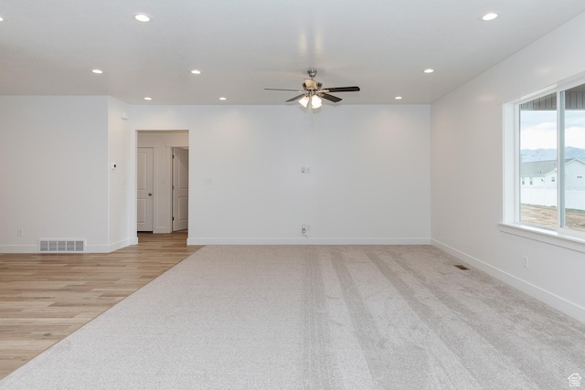 732 E 750 S, Preston, ID 83263 - unfurnished room with visible vents, ceiling fan, recessed lighting, and baseboards
