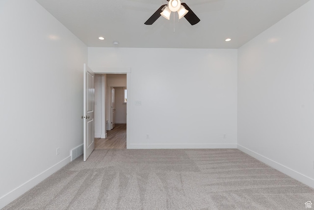732 E 750 S, Preston, ID 83263 - spare room featuring light colored carpet, baseboards, a ceiling fan, and visible vents