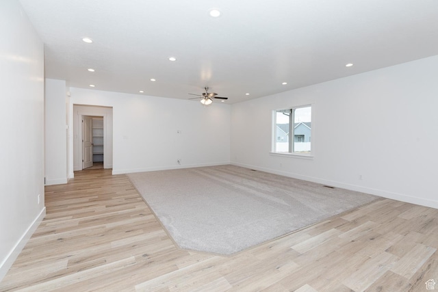 732 E 750 S, Preston, ID 83263 - spare room featuring light wood-type flooring, baseboards, recessed lighting, visible vents, and ceiling fan