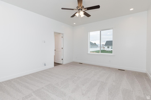 732 E 750 S, Preston, ID 83263 - spare room featuring carpet, a ceiling fan, visible vents, recessed lighting, and baseboards