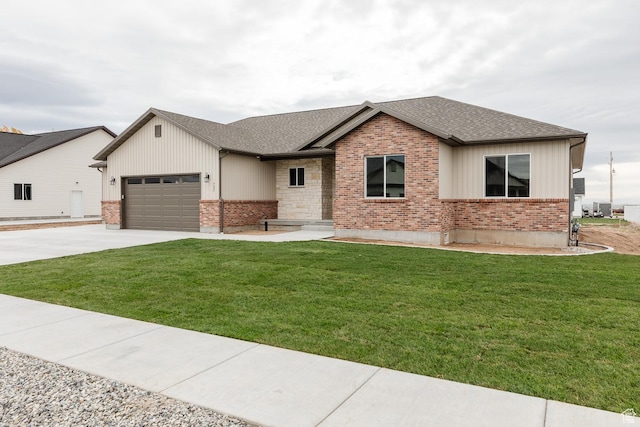 732 E 750 S, Preston, ID 83263 - ranch-style home featuring a garage, roof with shingles, brick siding, and driveway