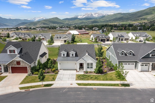 exterior space with a residential view and a mountain view