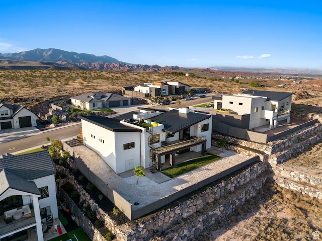 drone / aerial view with a mountain view