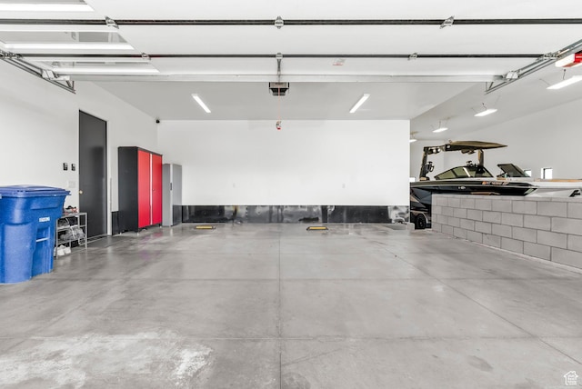garage with a garage door opener