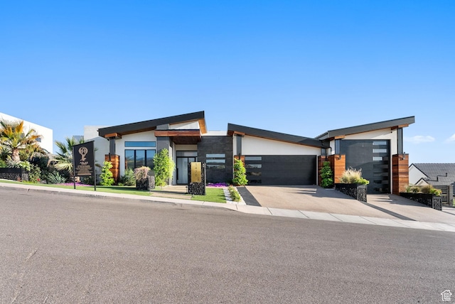 contemporary home with a garage