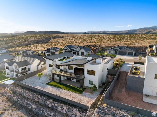 bird's eye view with a mountain view