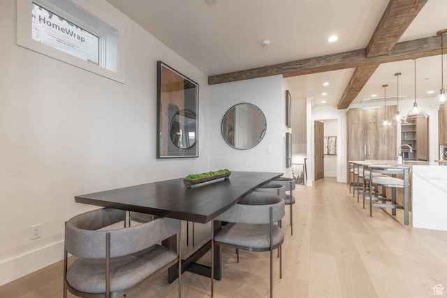 1269 Rothwell Rd, Park City, UT 84060 - dining area with beamed ceiling and light wood-type flooring