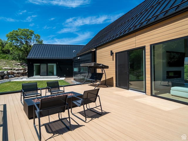 1113 S Quail Holw E, Huntsville, UT 84317 - deck featuring a fire pit