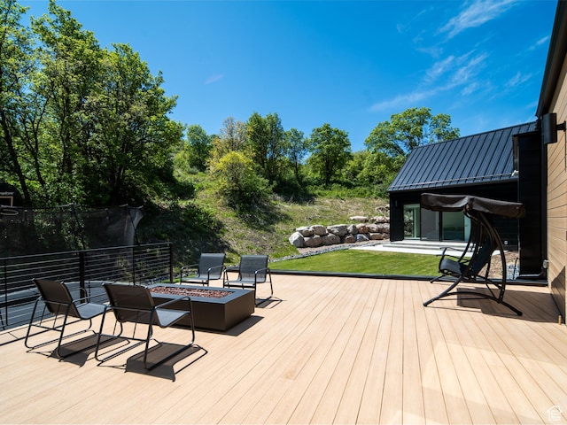 1113 S Quail Holw E, Huntsville, UT 84317 - wooden terrace with a fire pit and a lawn