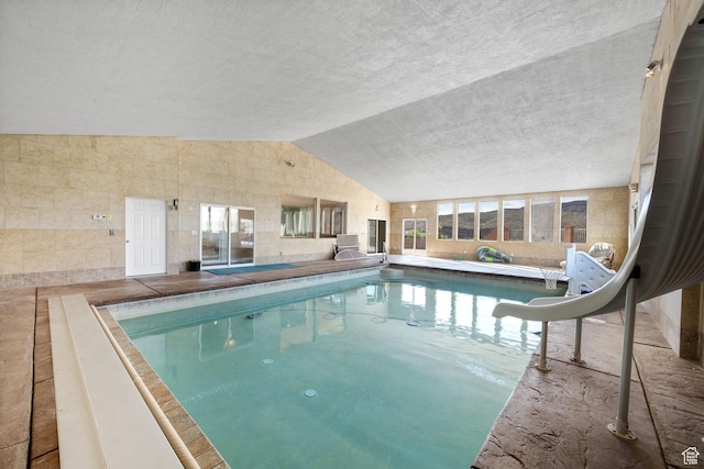 pool with a water slide
