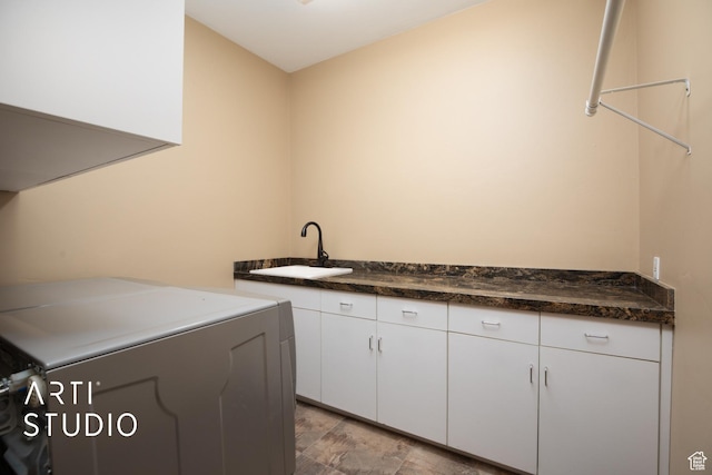 7352 Pine Dr, Park City, UT 84098 - washroom with washer / clothes dryer, sink, and cabinets