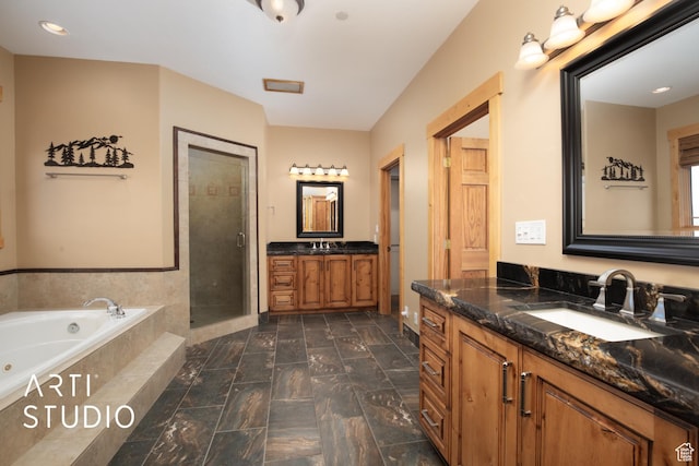 7352 Pine Dr, Park City, UT 84098 - bathroom with vanity and separate shower and tub