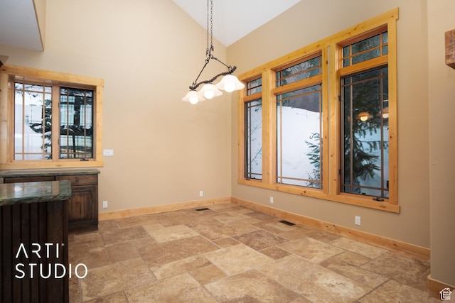 7352 Pine Dr, Park City, UT 84098 - unfurnished dining area with lofted ceiling