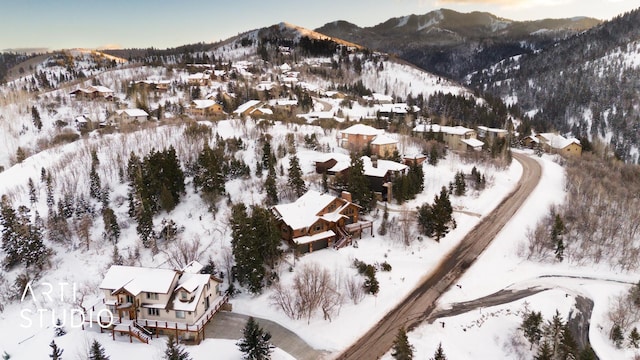 7352 Pine Dr, Park City, UT 84098 - snowy aerial view featuring a mountain view