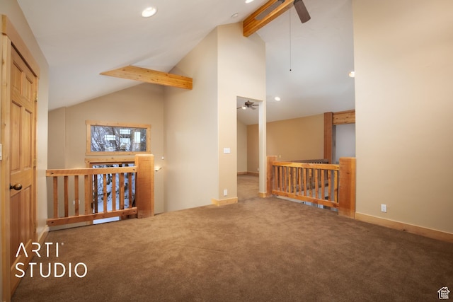 7352 Pine Dr, Park City, UT 84098 - interior space featuring carpet and lofted ceiling with beams