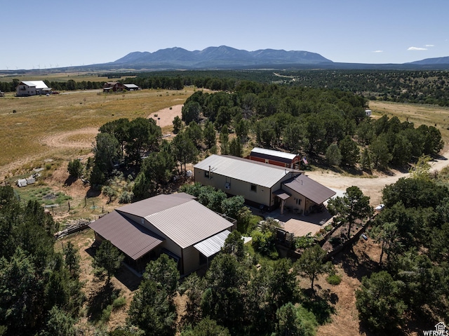 birds eye view of property featuring a mountain view