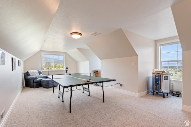 650 E 600 S, Spring City, UT 84662 - recreation room with carpet flooring, lofted ceiling, and a textured ceiling