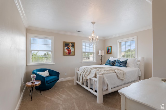 650 E 600 S, Spring City, UT 84662 - carpeted bedroom featuring crown molding, a chandelier, and multiple windows