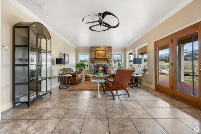 650 E 600 S, Spring City, UT 84662 - tiled dining space with ceiling fan, a fireplace, and ornamental molding