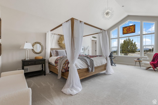 650 E 600 S, Spring City, UT 84662 - carpeted bedroom featuring an inviting chandelier and vaulted ceiling