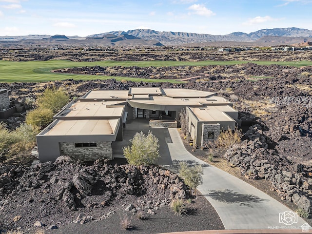 2523 N Chaco Trl, St George, UT 84770 - view from above of property with a mountain backdrop and a golf course