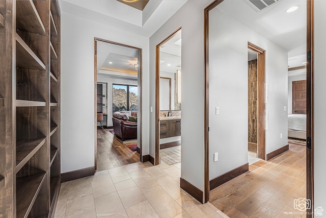 2523 N Chaco Trl, St George, UT 84770 - corridor with baseboards, recessed lighting, and light wood-style flooring