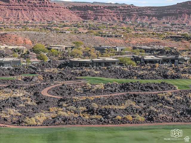 2523 N Chaco Trl, St George, UT 84770 - aerial view of property's location featuring a golf course and a mountain backdrop