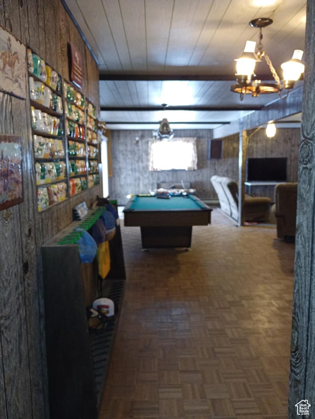 80 S Chipper Ln, Manila, UT 84046 - recreation room with parquet flooring, pool table, and wood walls