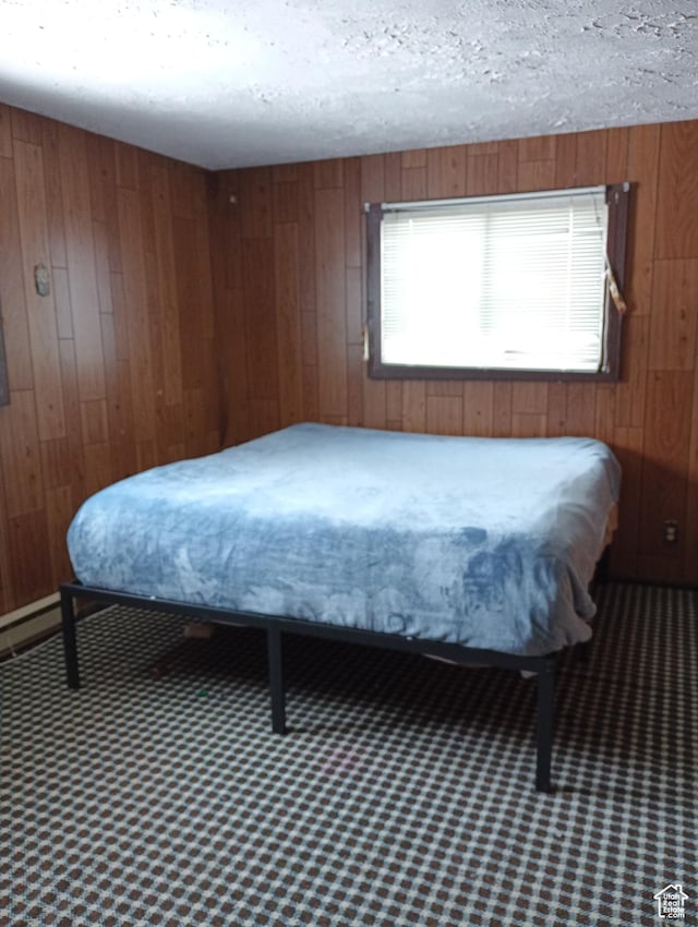 80 S Chipper Ln, Manila, UT 84046 - bedroom with a textured ceiling and wood walls